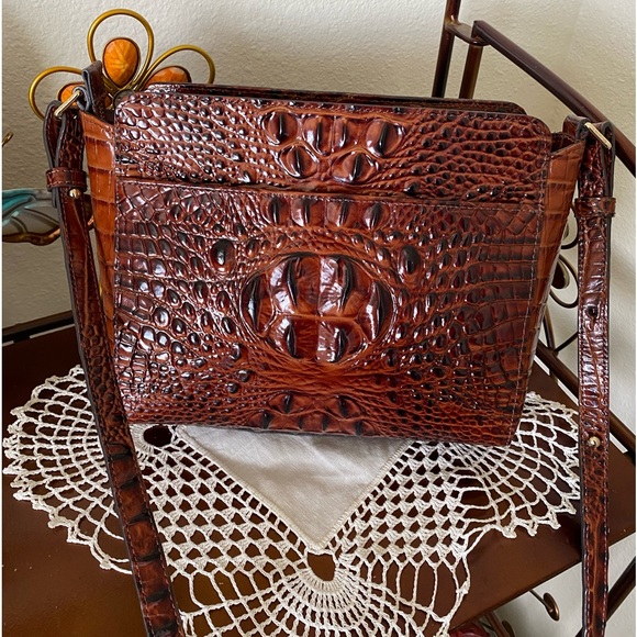 3 piece set!! Brahmin Pecan Carrie crossbody  + Palm tassel + Credit Card Wallet - Picture 4 of 15